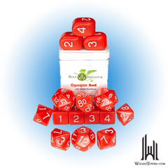 SET OF 15 DICE: OPAQUE RED/WHITE